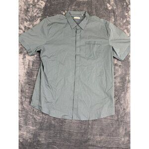 7 Diamonds Mens Short Sleeve Button-Up Shirt XL teal Casual Modern Fit